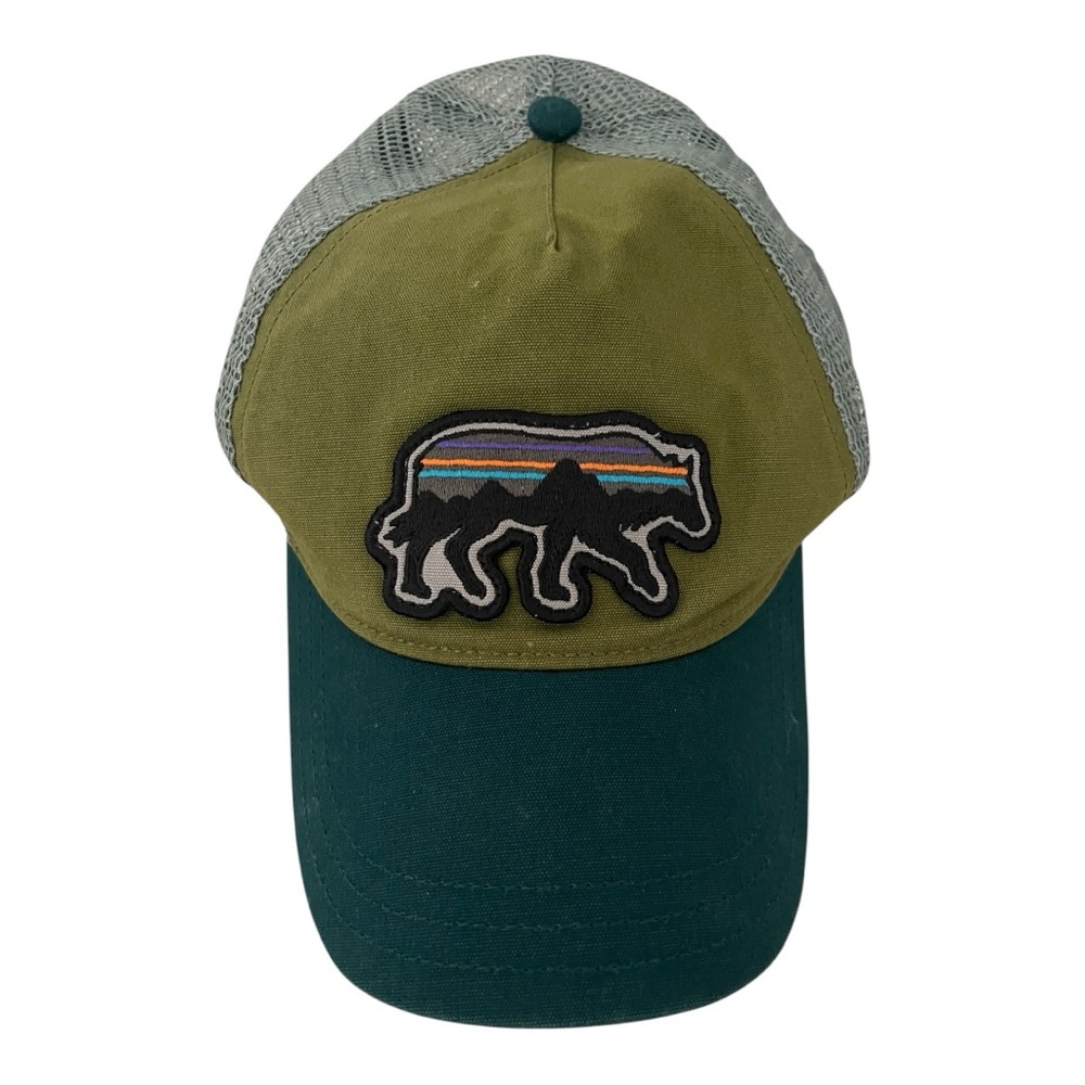 Patagonia Green Hat with Wolf Logo - adjustable sizing